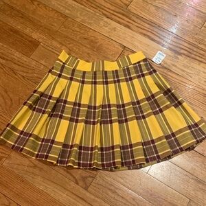 AKIRA Yellow and Brown Plaid Skater Skirt
